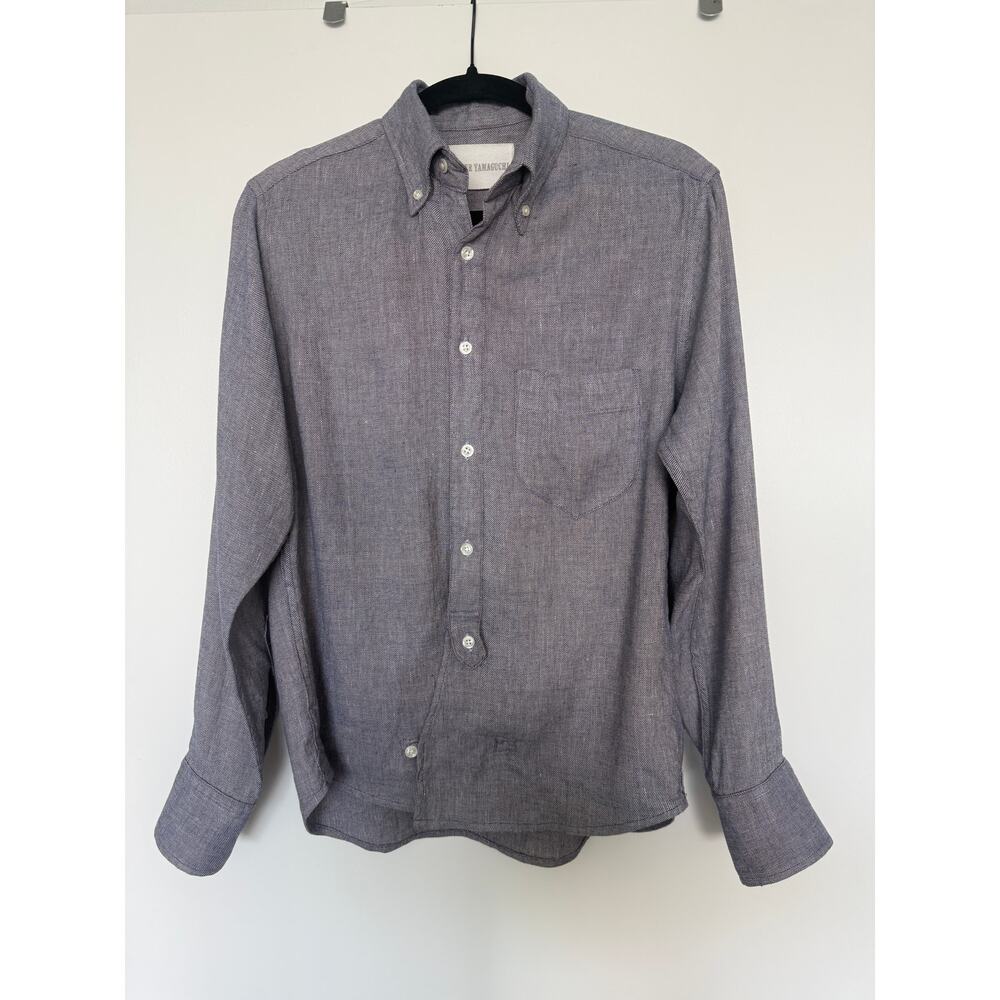 Alexander Yamaguchi Gray Linen Button Down Shirt Small USA Made S
